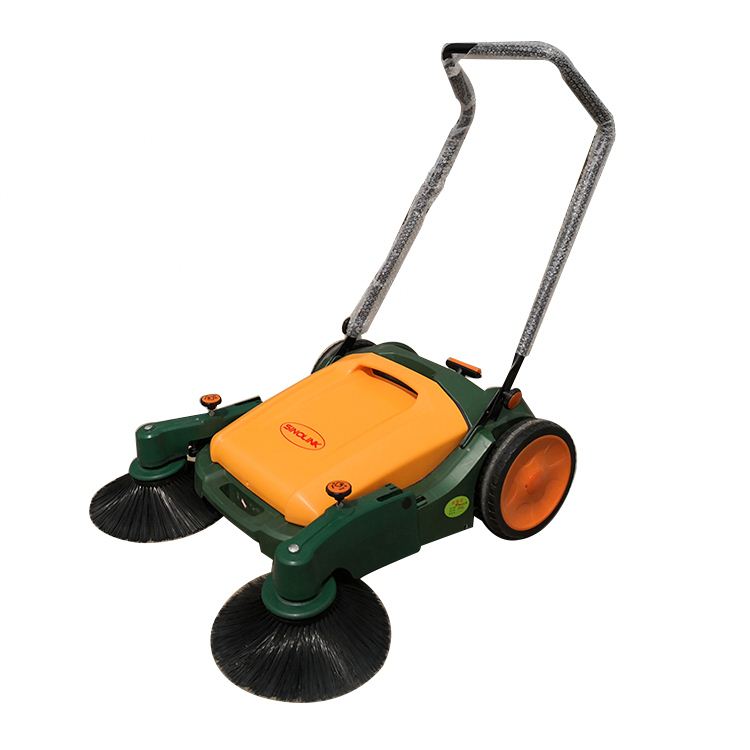 Hand Sweeping Machine Push Type Road Sweeper Eco-friendly Two Side Brush Sweeper With Foldable Handle